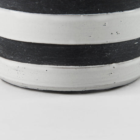 Harmon I Small White w/ Charcoal Stripes Ceramic Jug by Mercana at Eve Furniture
