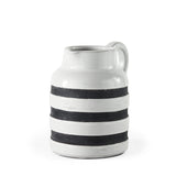 Harmon I Small White w/ Charcoal Stripes Ceramic Jug by Mercana at Eve Furniture