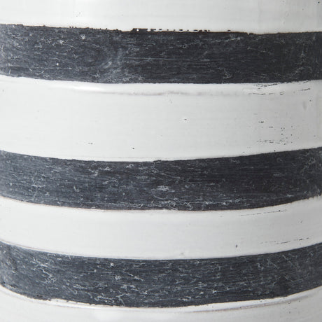 Harmon II Large White w/ Charcoal Stripes Ceramic Jug by Mercana at Eve Furniture