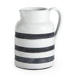 Harmon II Large White w/ Charcoal Stripes Ceramic Jug by Mercana at Eve Furniture
