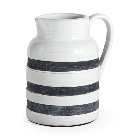 Harmon II Large White w/ Charcoal Stripes Ceramic Jug by Mercana at Eve Furniture
