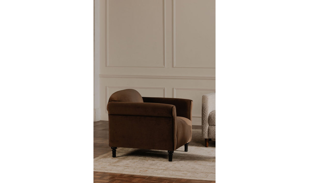 Harmony Accent Chair Dark Brown Faux Mohair by Moe's Home at Eve Furniture