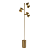 Harmony Brassed Gold Floor Lamp with Rotary Switch Triple Spots Metal Block Base by Ashcroft Furniture at Eve Furniture