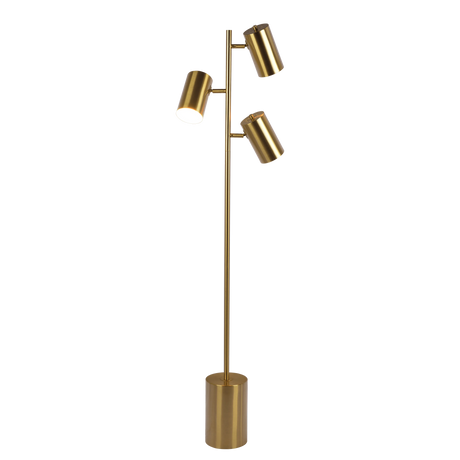 Harmony Brassed Gold Floor Lamp with Rotary Switch Triple Spots Metal Block Base by Ashcroft Furniture at Eve Furniture