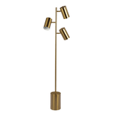 Harmony Brassed Gold Floor Lamp with Rotary Switch Triple Spots Metal Block Base