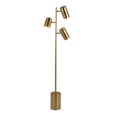 Harmony Brassed Gold Floor Lamp with Rotary Switch Triple Spots Metal Block Base