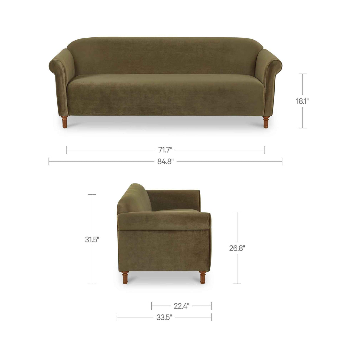Harmony Dark Green Faux Mohair Sofa by Moe's Home at Eve Furniture
