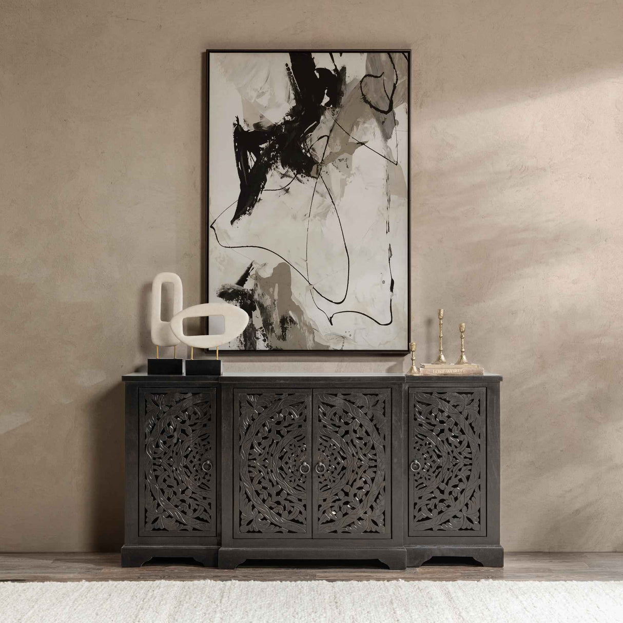 Harmony Harvest Walnut 4 Door Cabinet by Classic Home at Eve Furniture