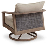 Harmony Headlands Natural/Gray Outdoor Swivel Lounge with Cushion by Ashley at Eve Furniture