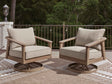 Harmony Headlands Natural/Gray Outdoor Swivel Lounge with Cushion by Ashley at Eve Furniture