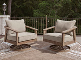 Harmony Headlands Natural/Gray Outdoor Swivel Lounge with Cushion by Ashley at Eve Furniture