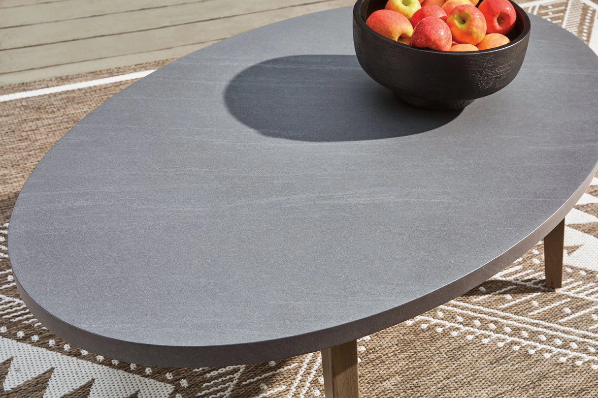 Harmony Headlands Natural/Gray Oval Cocktail Table by Ashley at Eve Furniture