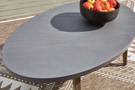 Harmony Headlands Natural/Gray Oval Cocktail Table by Ashley at Eve Furniture