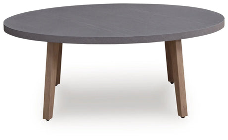 Harmony Headlands Natural/Gray Oval Cocktail Table by Ashley at Eve Furniture