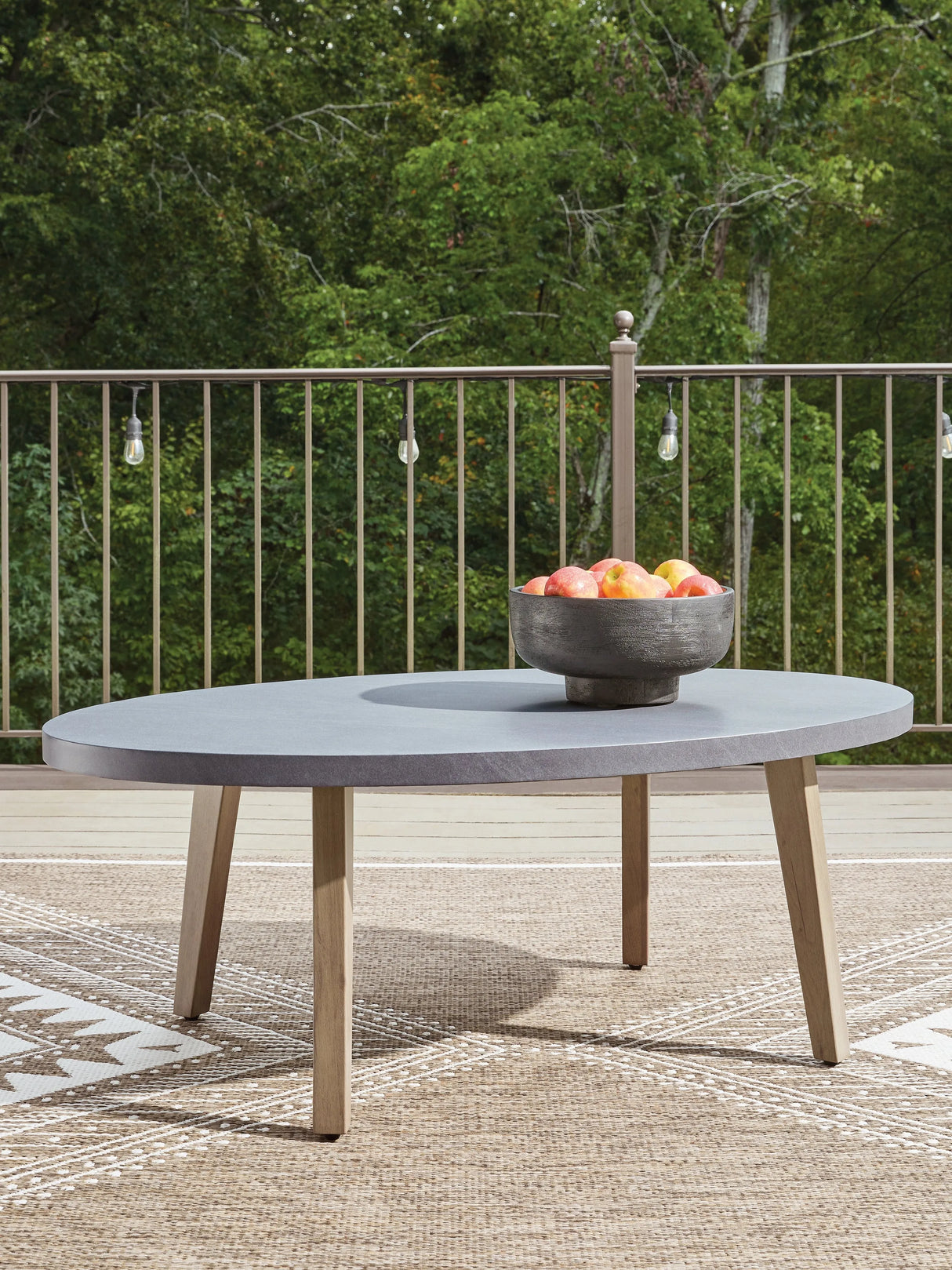 Harmony Headlands Natural/Gray Oval Cocktail Table by Ashley at Eve Furniture