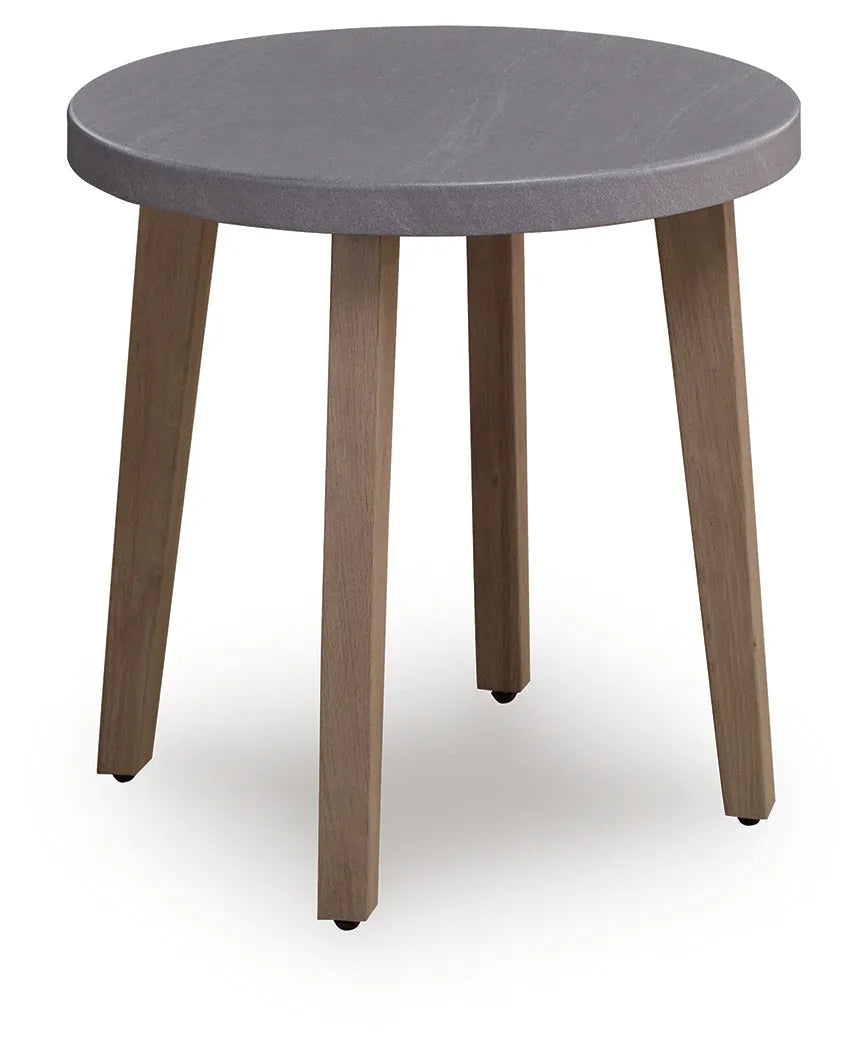 Harmony Headlands Natural/Gray Round End Table by Ashley at Eve Furniture