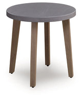 Harmony Headlands Natural/Gray Round End Table by Ashley at Eve Furniture