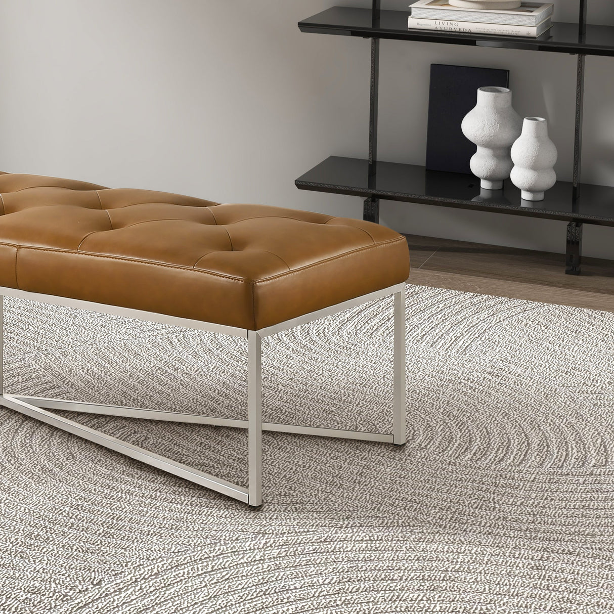 Harper Tan Genuine Leather Bench by Ashcroft Furniture at Eve Furniture