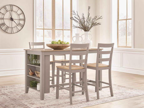 Harperfeld Natural/Gray Counter Height Dining Table and 4 Chairs by Ashley at Eve Furniture