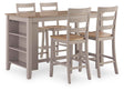 Harperfeld Natural/Gray Counter Height Dining Table and 4 Chairs