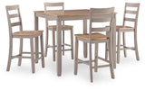 Harperfeld Natural/Gray Counter Height Dining Table and 4 Counter Stools