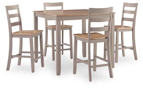 Harperfeld Natural/Gray Counter Height Dining Table and 4 Counter Stools by Ashley at Eve Furniture