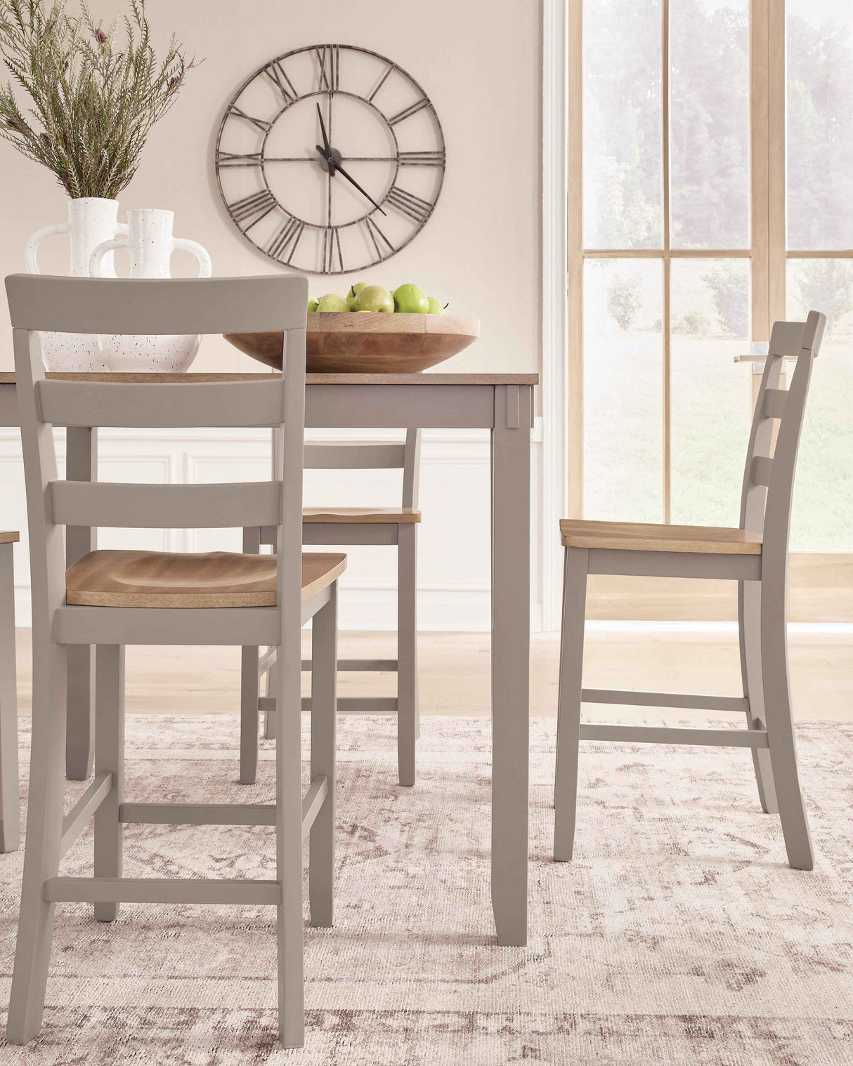 Harperfeld Natural/Gray Counter Height Dining Table and 4 Counter Stools