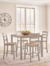 Harperfeld Natural/Gray Counter Height Dining Table and 4 Counter Stools