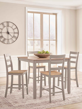Harperfeld Natural/Gray Counter Height Dining Table and 4 Counter Stools by Ashley at Eve Furniture