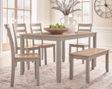 Harperfeld Natural/Gray Dining Table & 4 Chairs and Bench