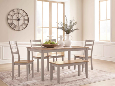 Harperfeld Natural/Gray Dining Table & 4 Chairs and Bench by Ashley at Eve Furniture