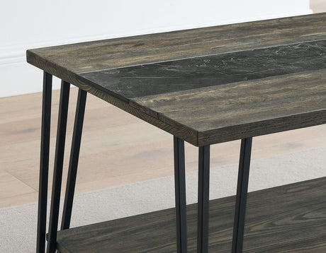 Harper Sofa Table with SIntered Stone Inlay by Steve Silver at Eve Furniture