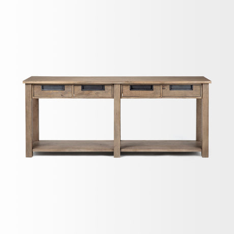 Harrelson III Brown Wood 4 Drawer Console Table by Mercana at Eve Furniture