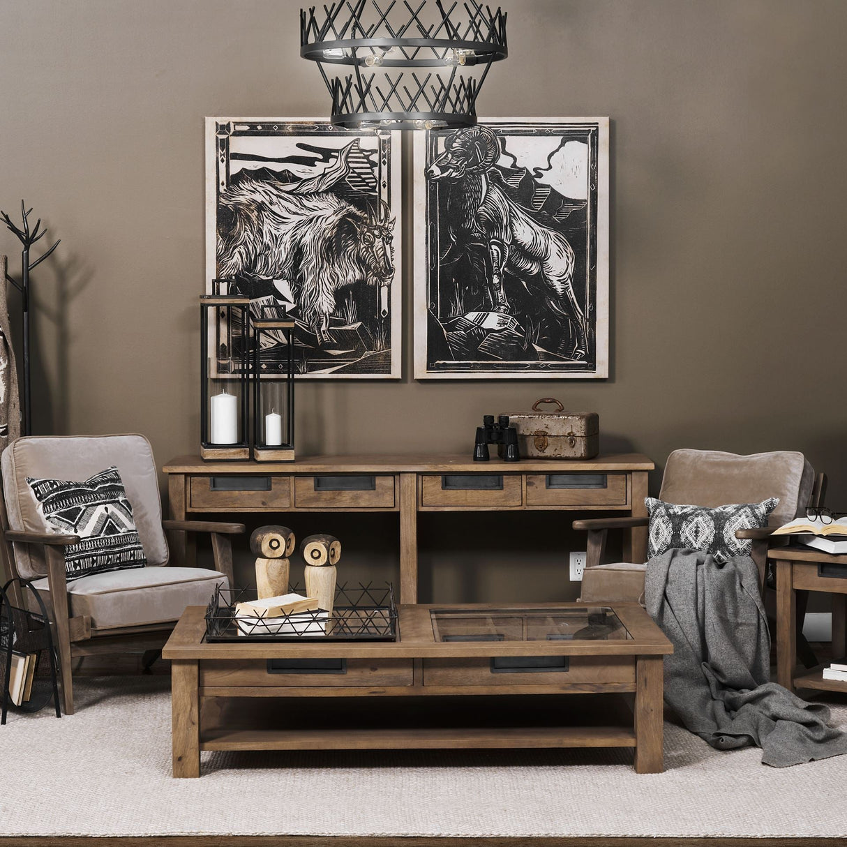 Harrelson III Brown Wood 4 Drawer Console Table by Mercana at Eve Furniture