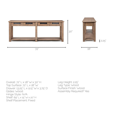 Harrelson III Brown Wood 4 Drawer Console Table by Mercana at Eve Furniture