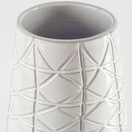 Harrier II Large Gray Ceramic Dark Base White Vase by Mercana at Eve Furniture