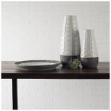 Harrier II Large Gray Ceramic Dark Base White Vase by Mercana at Eve Furniture
