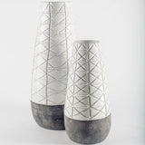 Harrier II Large Gray Ceramic Dark Base White Vase by Mercana at Eve Furniture
