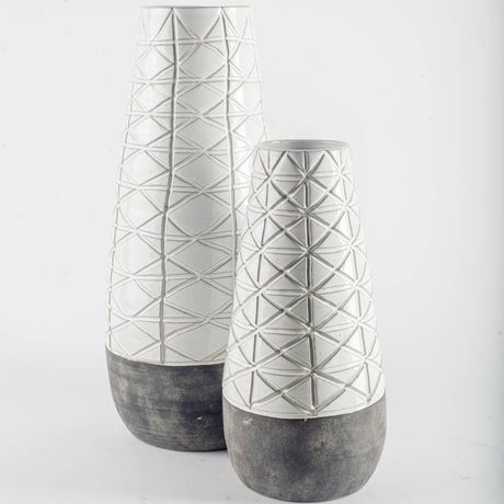 Harrier II Large Gray Ceramic Dark Base White Vase by Mercana at Eve Furniture