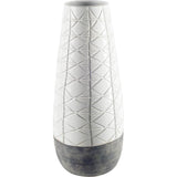 Harrier II Large Gray Ceramic Dark Base White Vase by Mercana at Eve Furniture