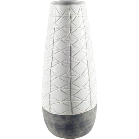 Harrier II Large Gray Ceramic Dark Base White Vase by Mercana at Eve Furniture