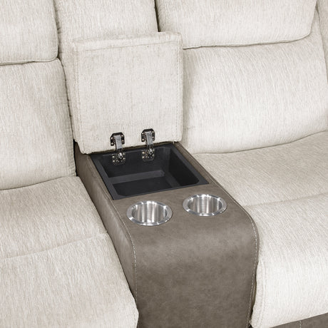 Harriette Beige/Brown 2-Piece Double Reclining Set by Homelegance at Eve Furniture
