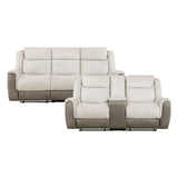 Harriette Beige/Brown 2-Piece Double Reclining Set by Homelegance at Eve Furniture