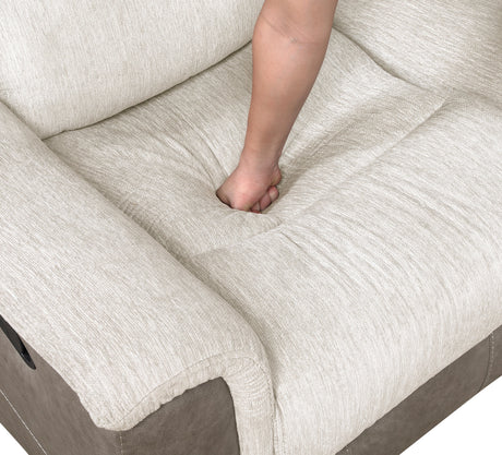 Harriette Beige/Brown Double Reclining Loveseat with Center Console by Homelegance at Eve Furniture