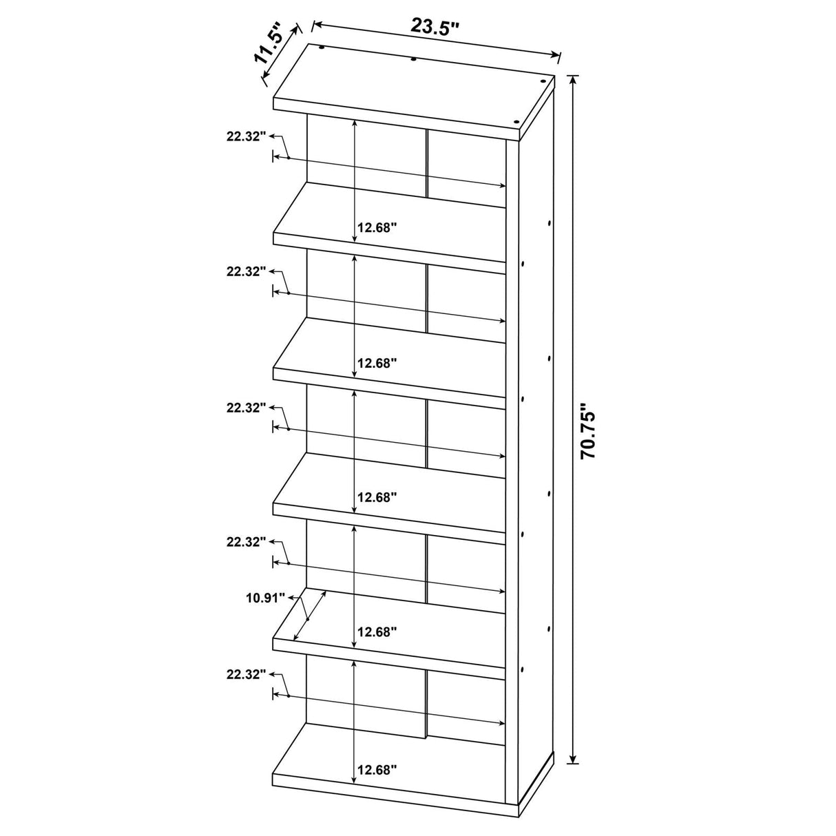 Harrison Weathered Gray 5-Tier Bookcase