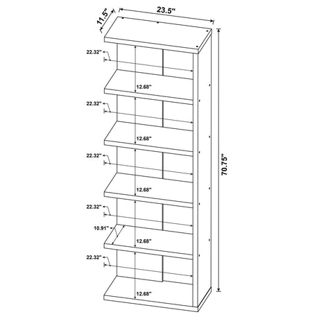 Harrison Weathered Gray 5-Tier Bookcase by Coaster at Eve Furniture