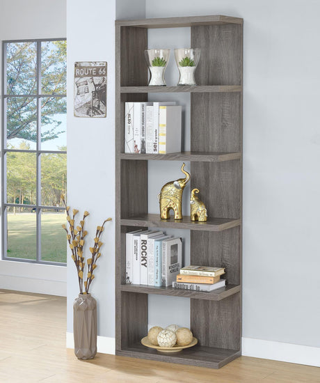 Harrison Weathered Gray 5-Tier Bookcase by Coaster at Eve Furniture
