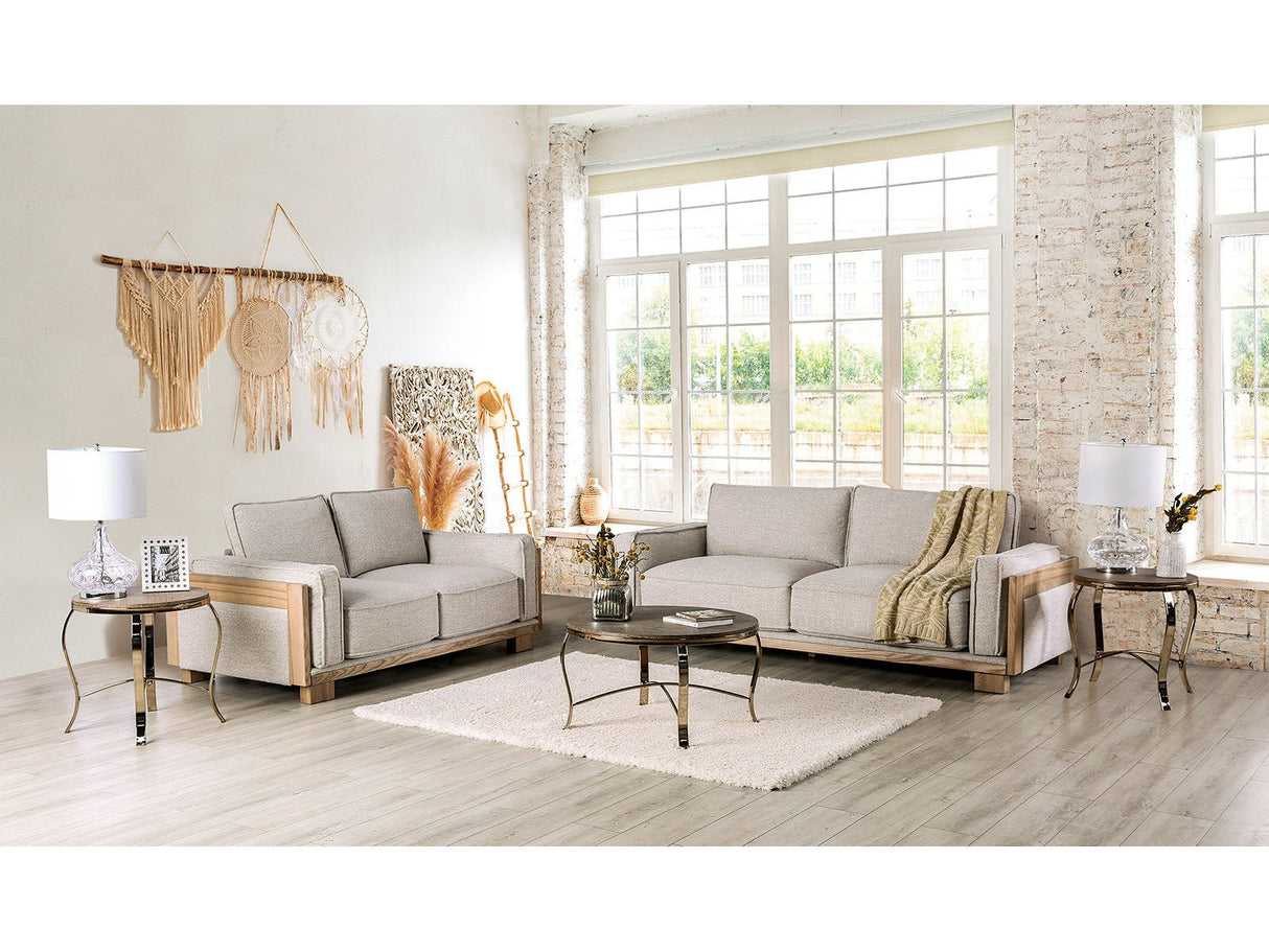 Harstad Light Brown/Natural Sofa & Loveseat by Furniture of America at Eve Furniture
