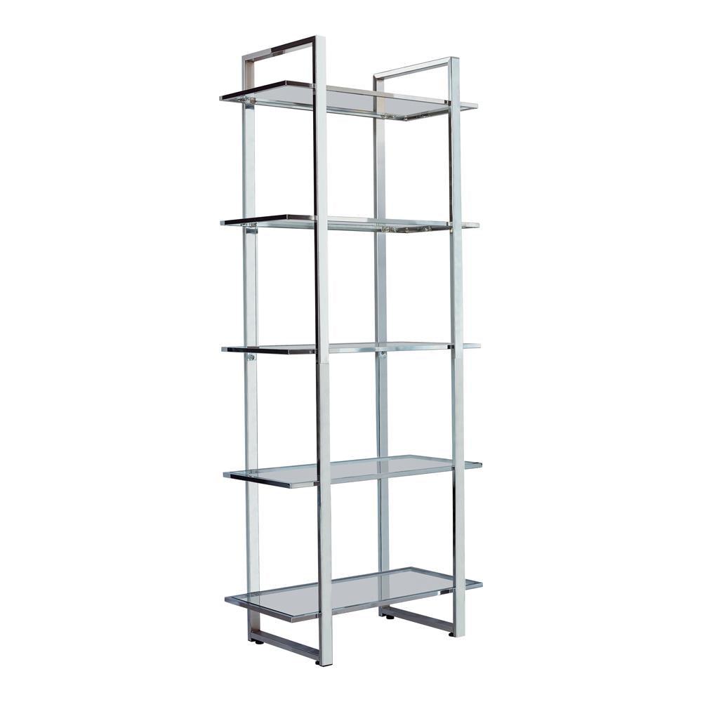 Hartford Chrome Glass Shelf Bookcase by Coaster at Eve Furniture