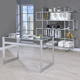 Hartford Chrome Glass Top Writing Desk by Coaster at Eve Furniture